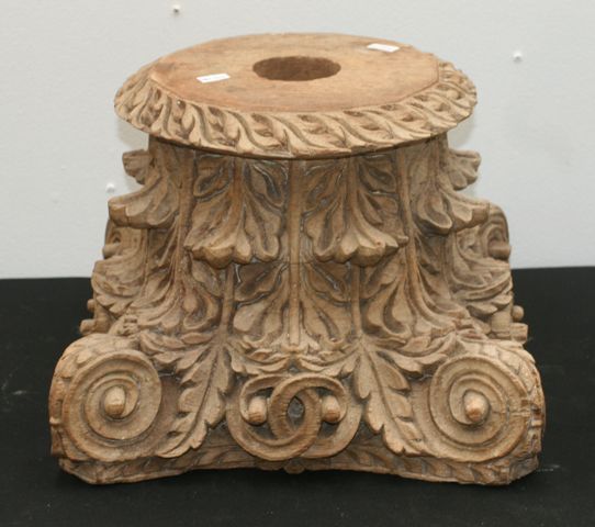 Appraisal: A carved wood capital North India th century cm wide