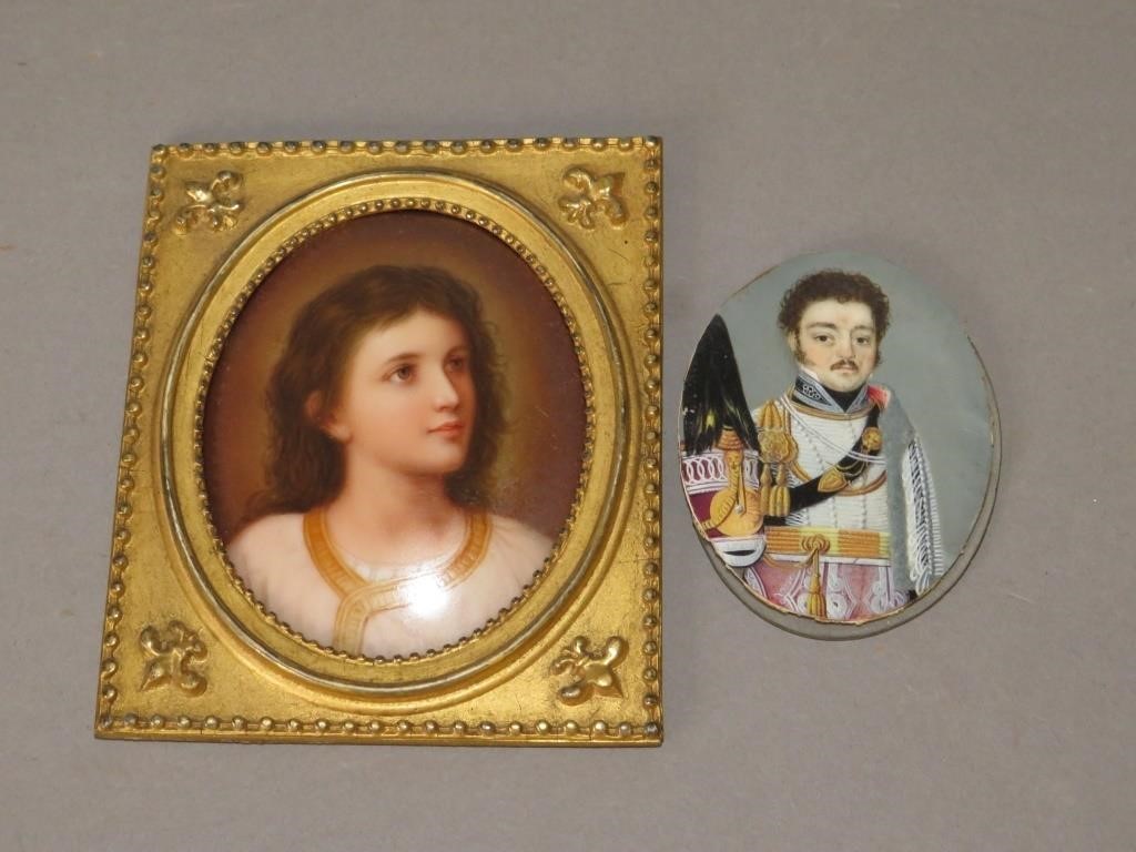 Appraisal: SMALL OVAL PAINTED PORTRAITSca th-mid th century unframed miniatures s