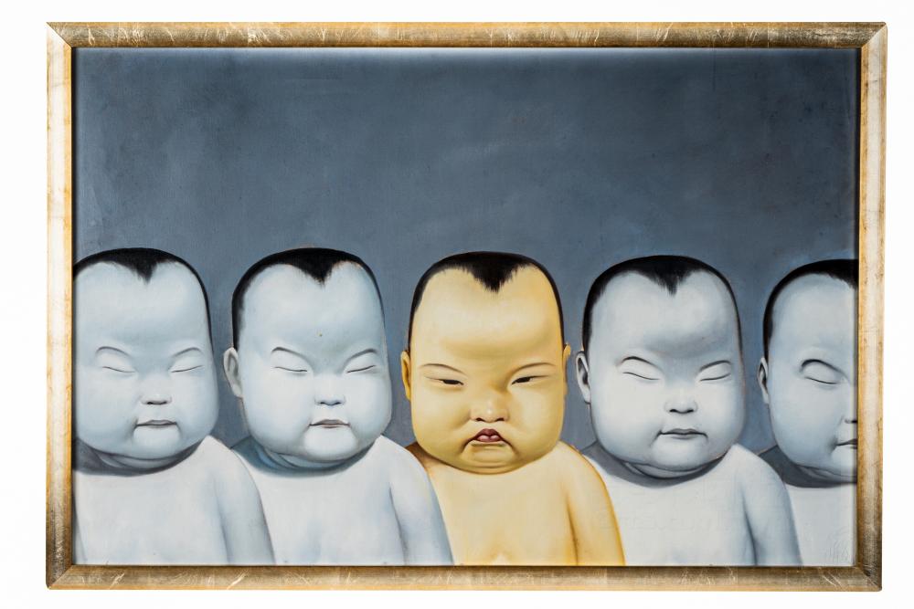 Appraisal: YU CHEN CHEN YU B UNTITLED FIVE BABIES oil on