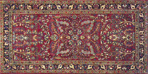 Appraisal: Burgundy Sarouk rug with floral design and formal look with