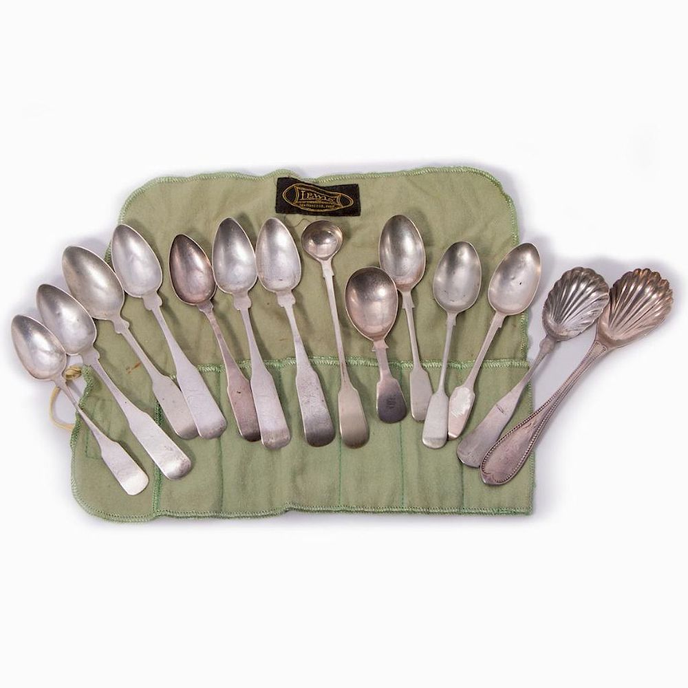 Appraisal: Group of Coin Silver Spoons Coin Silver Spoons of various