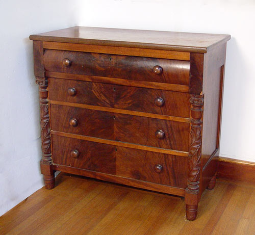 Appraisal: FOUR DRAWER EMPIRE CHEST Four drawer chest with the upper