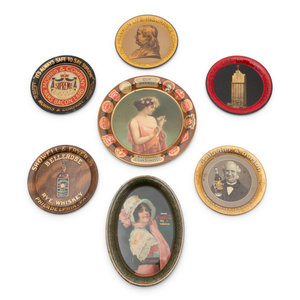 Appraisal: A Collection of Seven Tin Lithographed Advertising Tip Trays includes