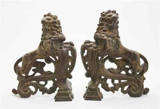 Appraisal: A Pair of Cast Iron Andirons each in the form