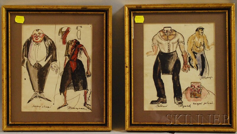 Appraisal: Alexis Paul Arapoff Russian American - Two Framed Paris Costume