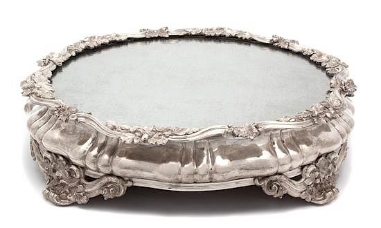 Appraisal: A Continental Silver Plate Mirror Top Plateau TH CENTURY having