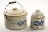 Appraisal: TWO STONEWARE CHICKEN FEEDERS - s 'Overall' Brand Feeders by