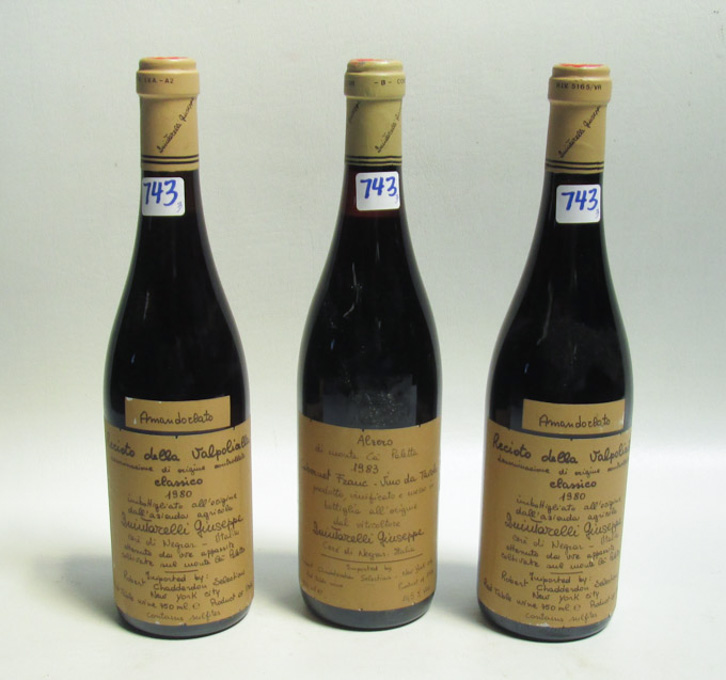 Appraisal: THREE BOTTLES OF VINTAGE ITALIAN RED WINE Giuseppe Quintarelli Recioto