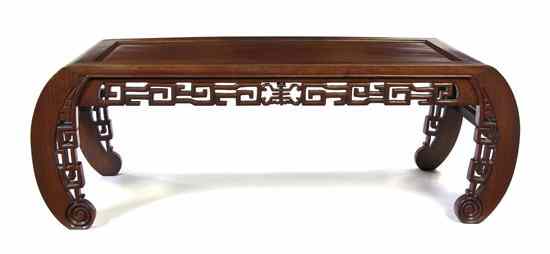 Appraisal: A Chinese Carved Hardwood Low table having a rectangular top