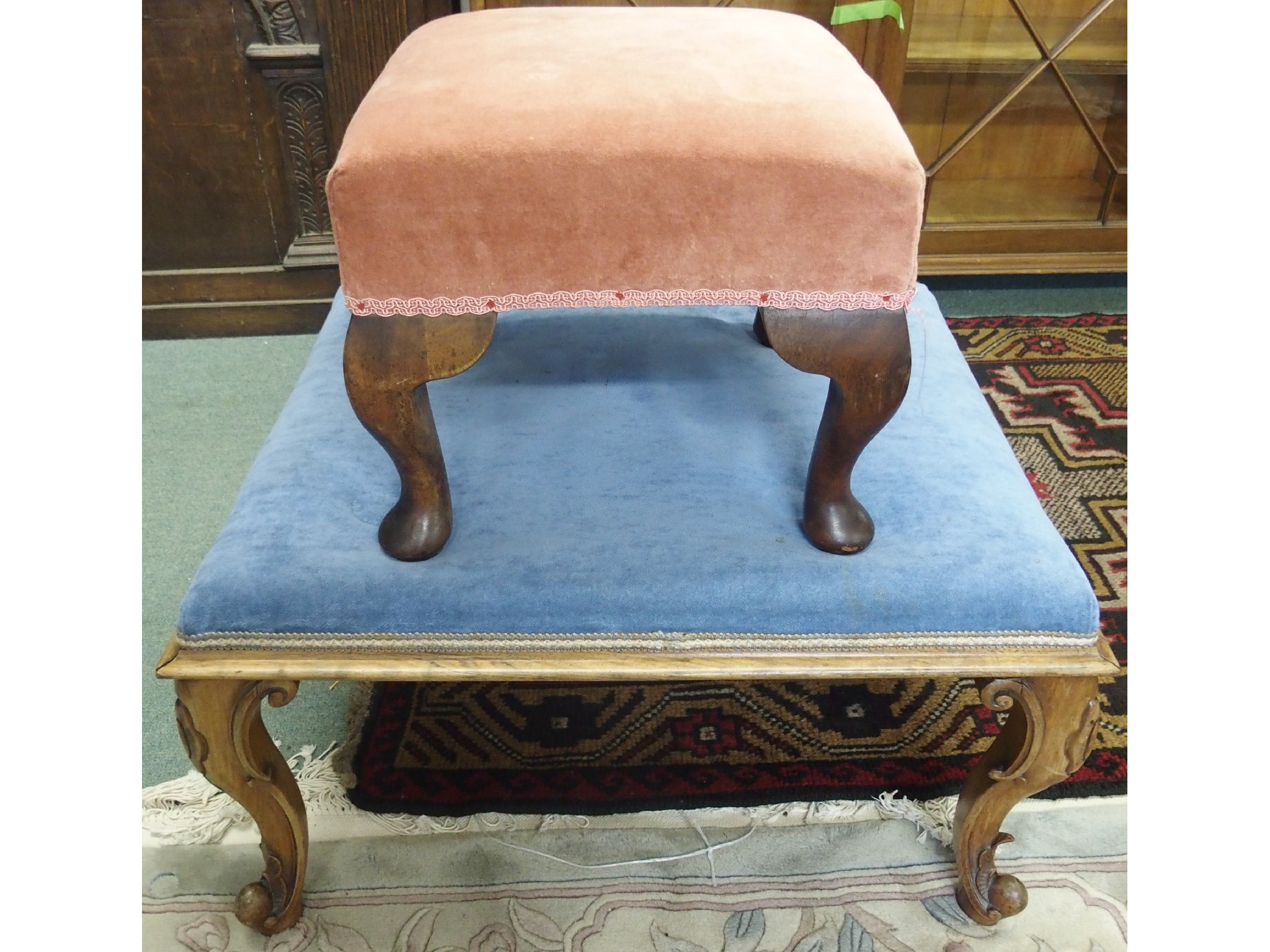 Appraisal: A Victorian rosewood footstool and another