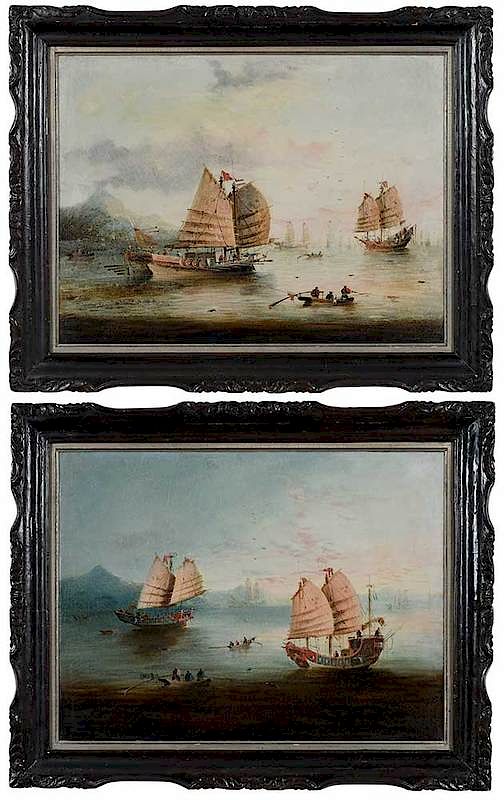 Appraisal: China Trade Paintings Seng Yuen th century A Pair Chinese