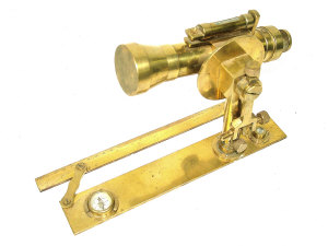 Appraisal: A brass sighting telescope with compass and bubble level length