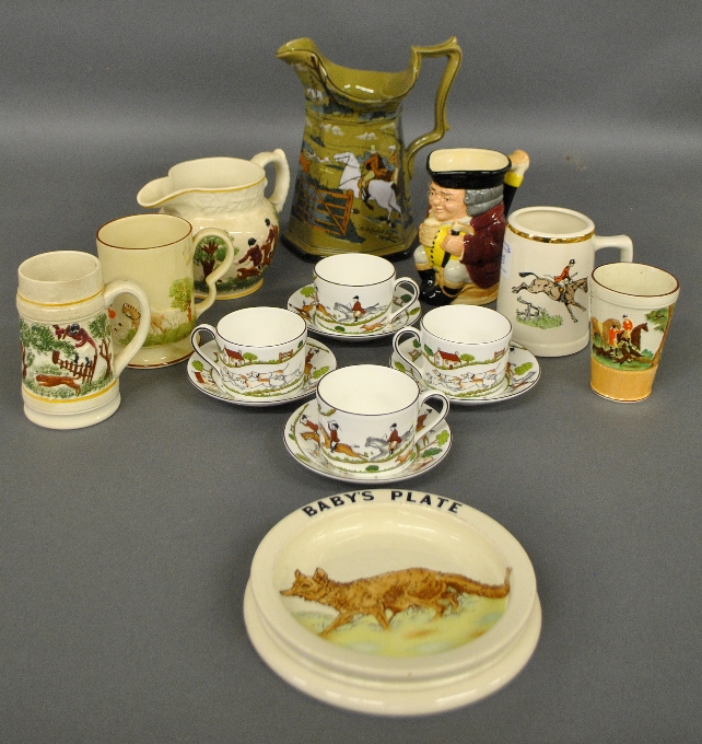 Appraisal: - Twelve pieces of fox hunting pottery china incl a