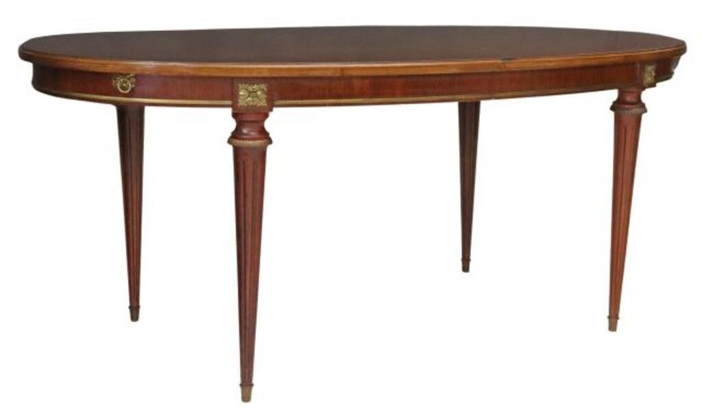 Appraisal: French Louis XVI style mahogany extension table th c oval