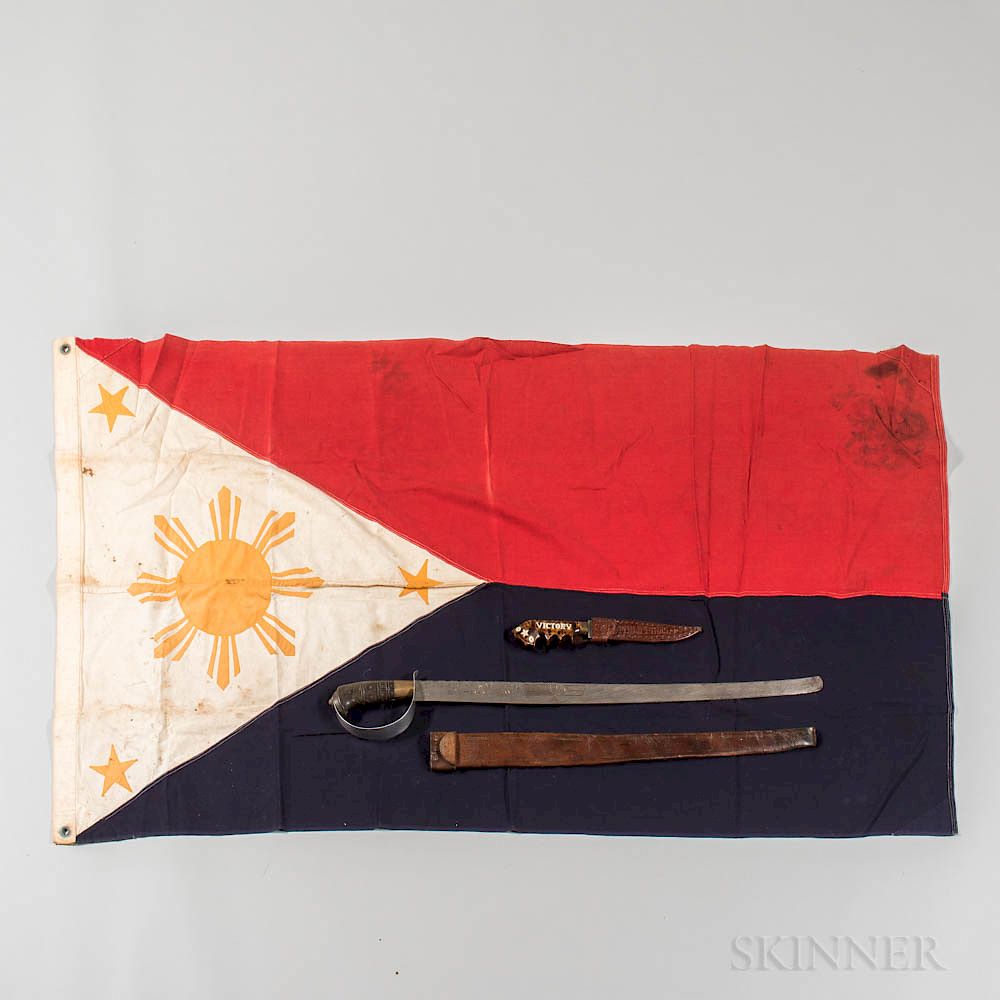 Appraisal: WWII Philippine Guerrilla Sword Flag Knife WWII Philippine Guerrilla Sword