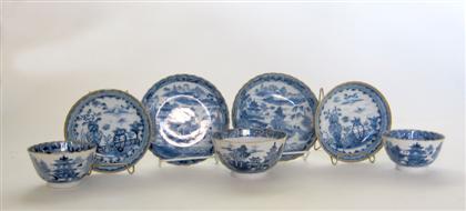 Appraisal: Group of three Chinese export blue and white teabowls and