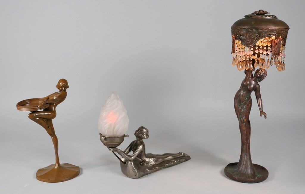 Appraisal: ART DECO FIGURAL TABLETOP ITEMS Art Deco figural tabletop items