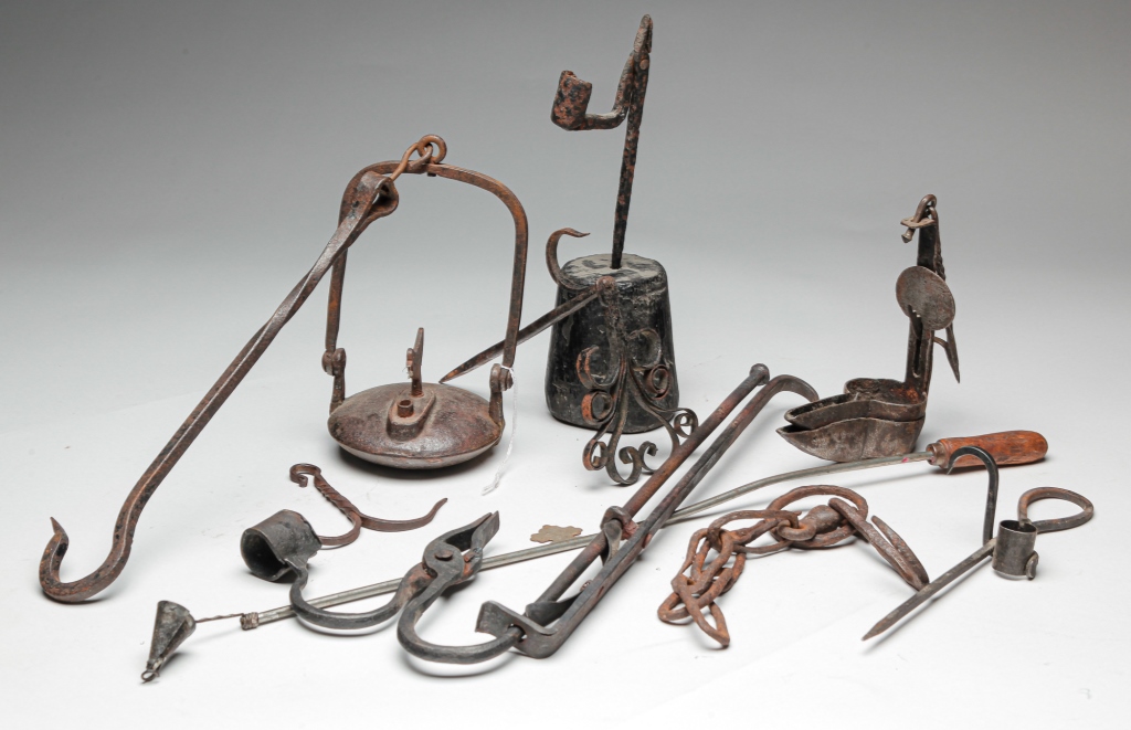 Appraisal: GROUP OF LIGHTING AND ACCESSORIES Nineteenth and th centuries Cast