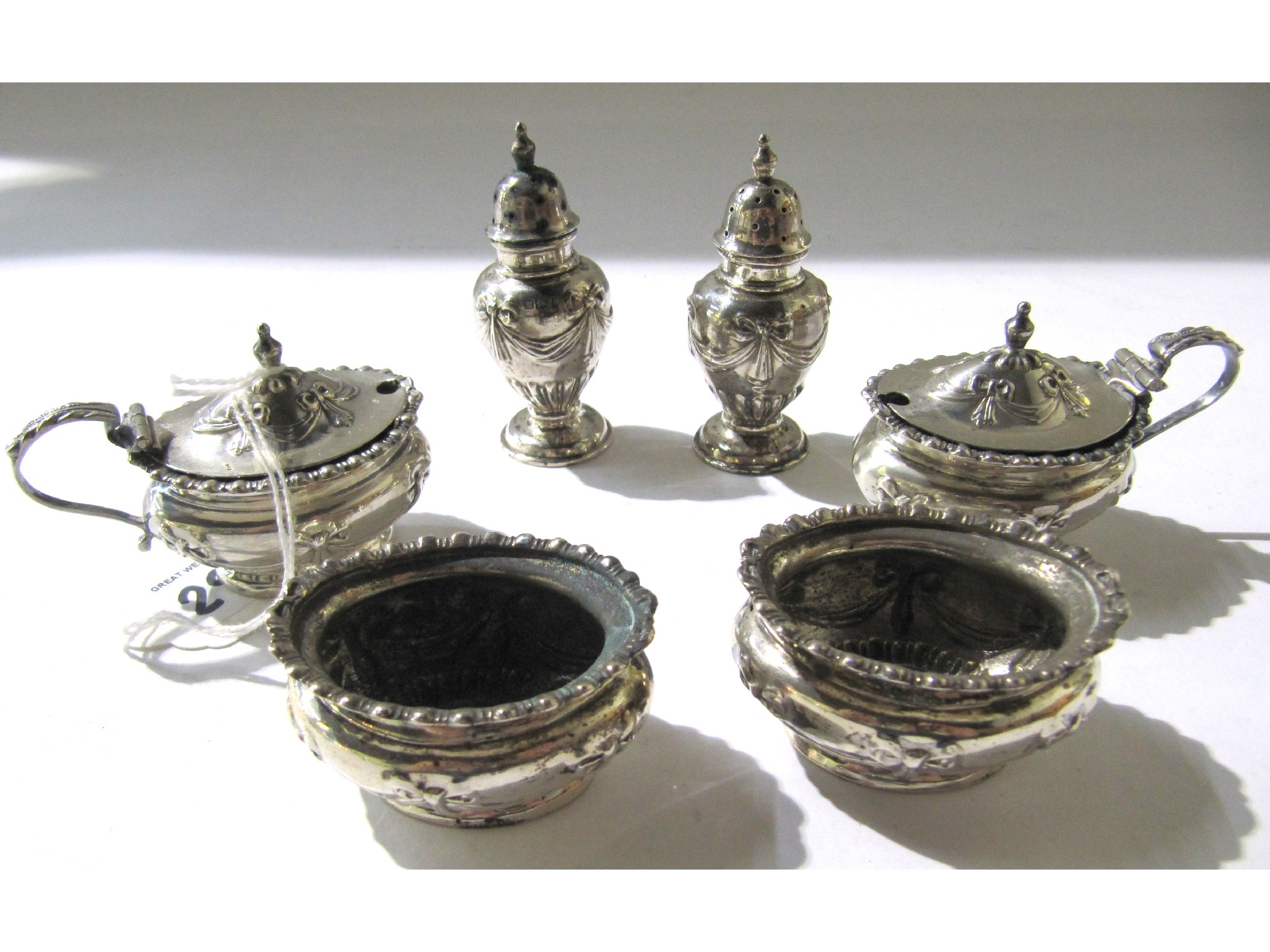 Appraisal: A six piece silver condiment set Sheffield