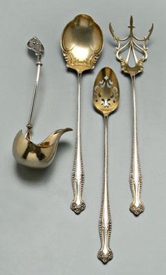 Appraisal: Four silver serving pieces three pieces Whiting Canterbury gilt bowls