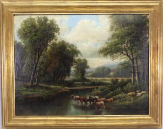 Appraisal: English School Signed th C Bucolic Landscape English School Signed