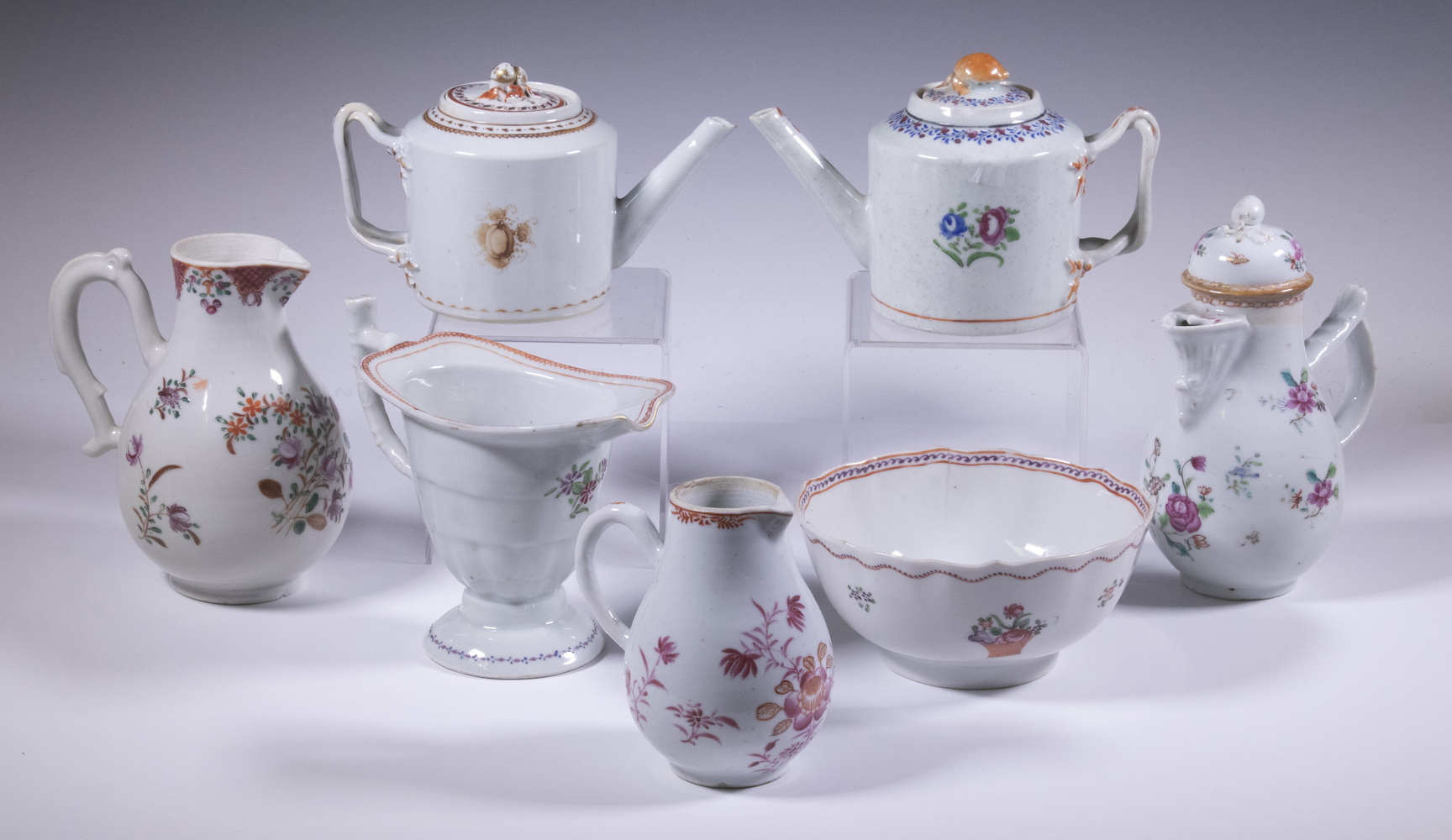 Appraisal: PCS CHINESE EXPORT PORCELAIN Including Small strap handled teapots and