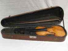 Appraisal: A violin in shaped pent roof wooden case