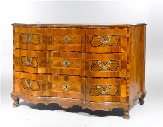 Appraisal: CHEST OF DRAWERS Baroque Austria th cent Walnut and partly