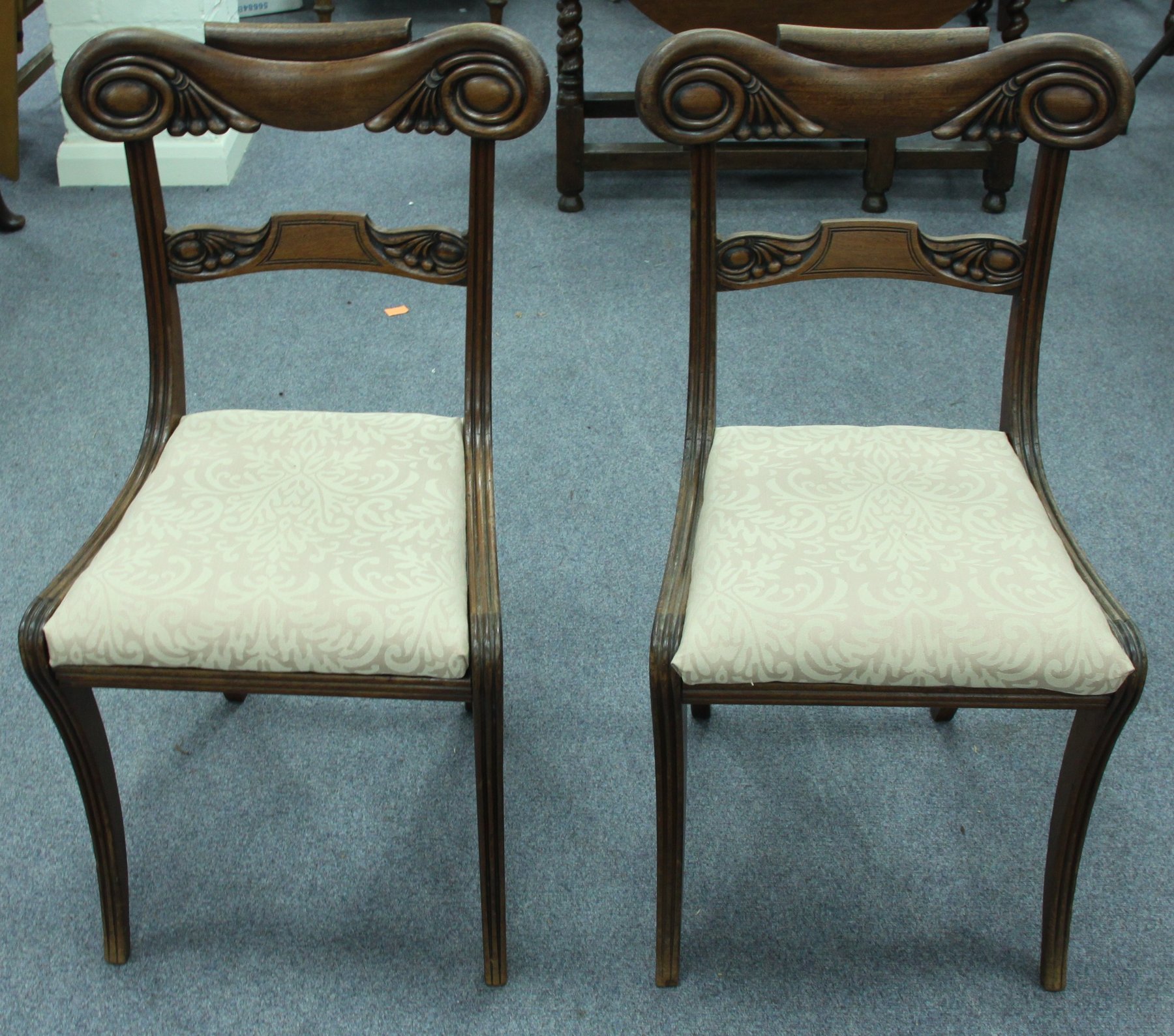 Appraisal: A pair of early Victorian dining chairs