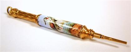 Appraisal: Small gilt metal and porcelan mechanical pencil th century