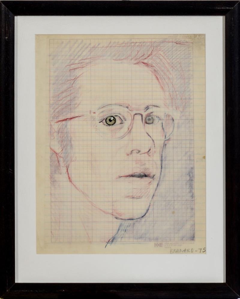 Appraisal: JOE BRAINARD - SELF-PORTRAIT Colored pencil on graph paper with