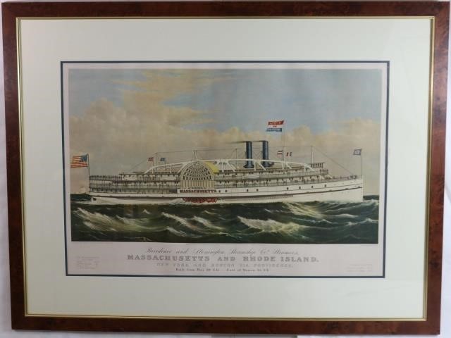 Appraisal: TH CENTURY COLORED LITHOGRAPH DEPICTING THESTEAMSHIP MASSACHUSETTS NEW YORK AND