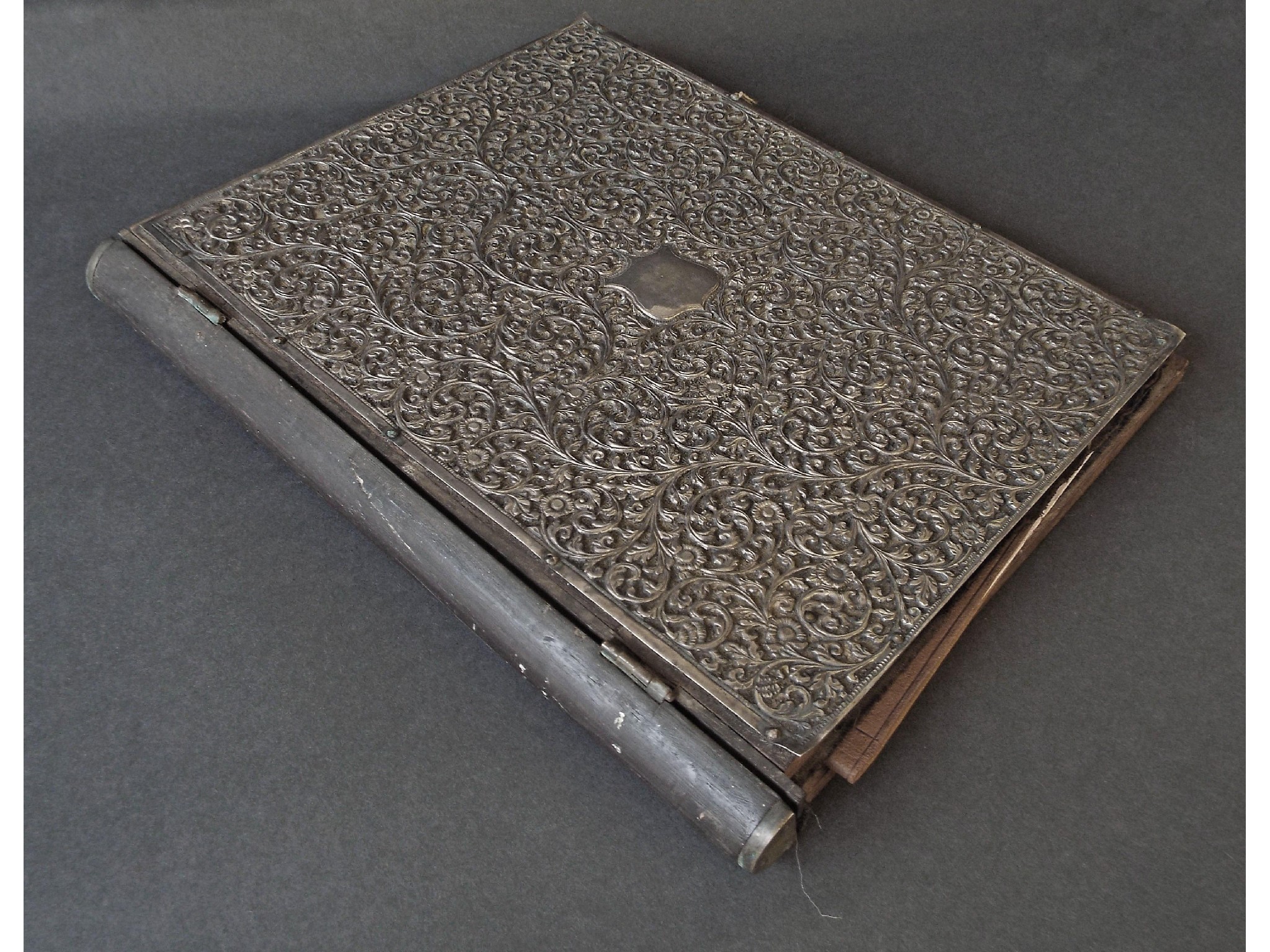 Appraisal: Silver fronted writing slope in the form of a book