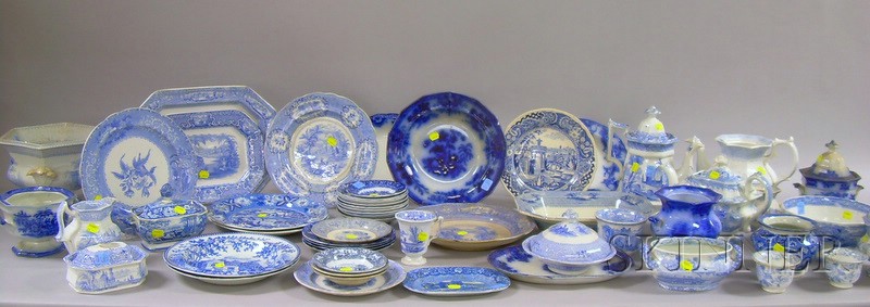 Appraisal: Approximately Fifty-four Pieces of th Century English Blue and White