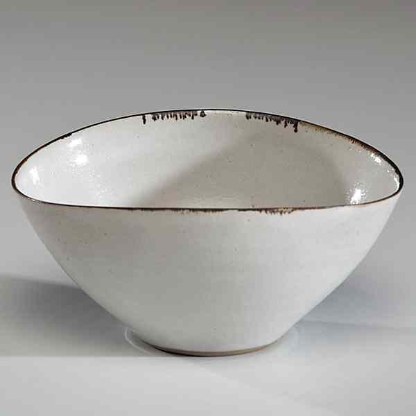 Appraisal: Lucie Rie - Austria White Bowl with Copper Rimca Stoneware