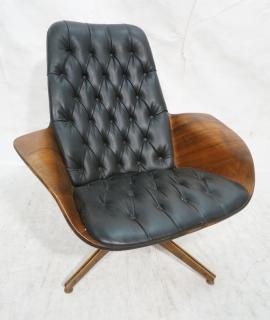 Appraisal: Walnut PLYCRAFT Black Vinyl Lounge Chair Stingra Walnut PLYCRAFT Black