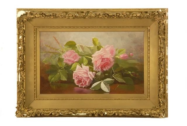 Appraisal: EDWARD CHALMERS LEAVITTAmerican - Still life with pink roses Signed