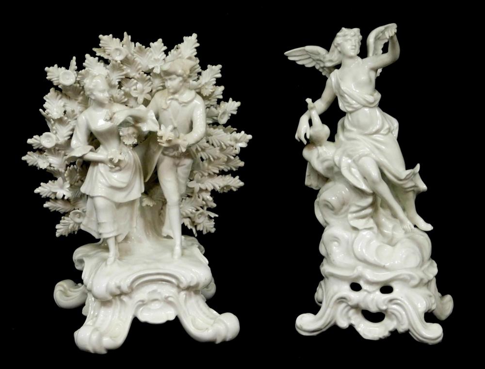 Appraisal: Blanc de Chine two pieces Continental th C both figural