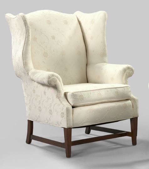 Appraisal: George III-Style Mahogany Wing Chair with tapering square legs joined