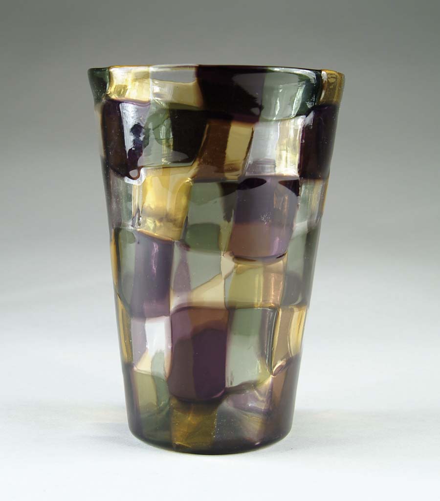 Appraisal: VENINI VASE - PEZZATO Purple amber and gray Signed Italy