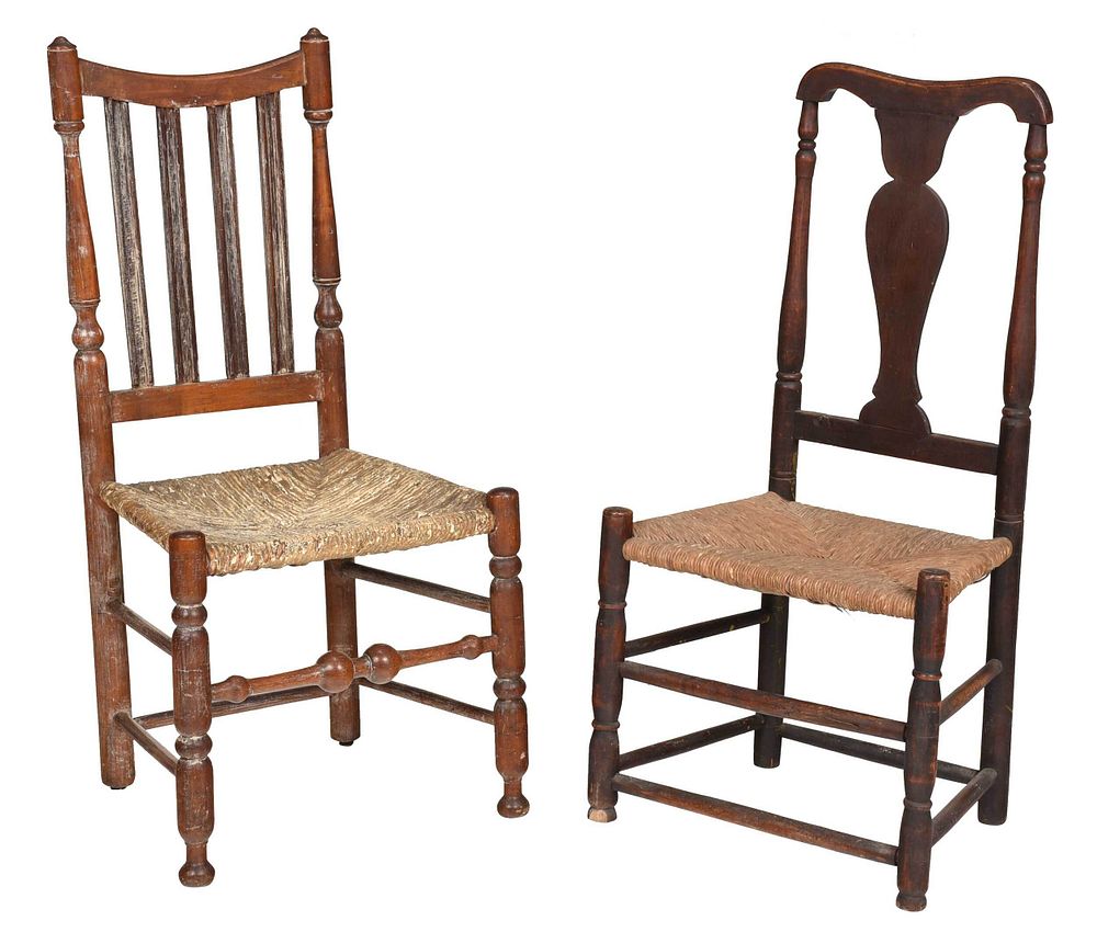 Appraisal: Two Early American Side Chairs New England th century comprising