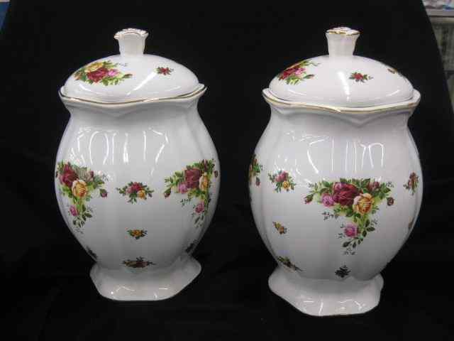 Appraisal: Pair of Royal Albert ''Old Country Roses'' CookieJars '' excellent