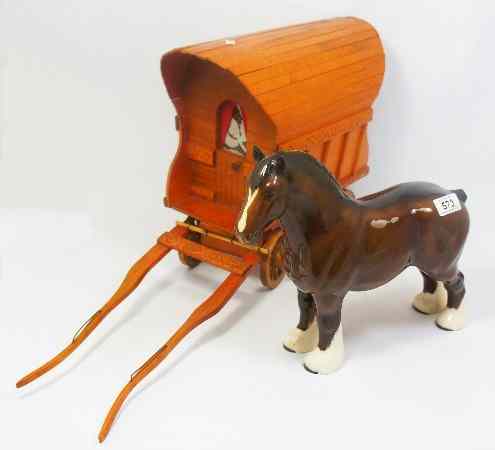 Appraisal: Large Beswick Shire Horse Burnham Beauty with a Wooden Carved