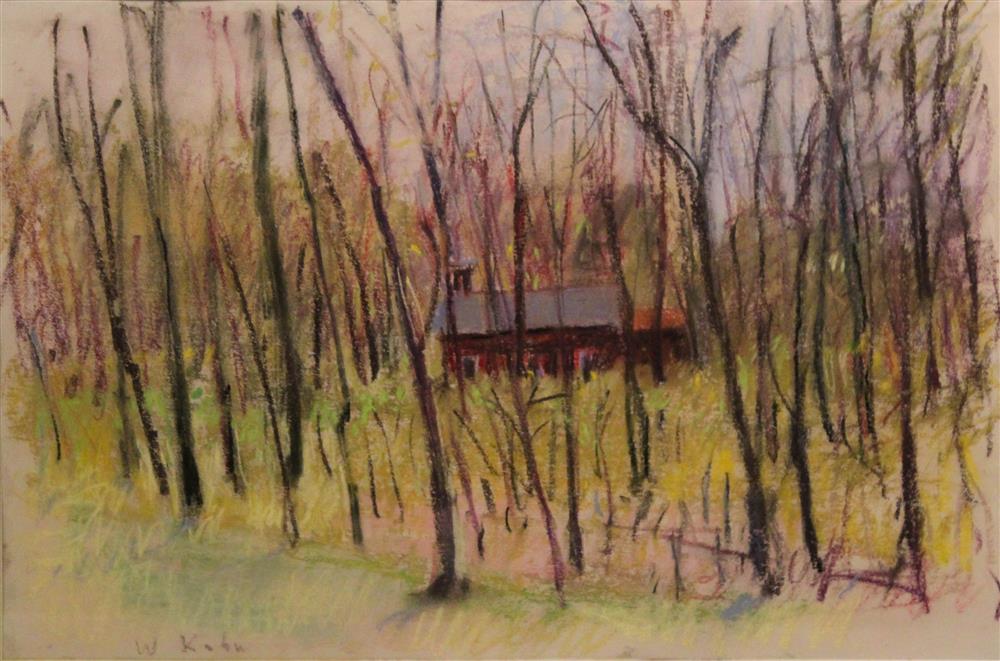 Appraisal: WOLF KAHN AMERICAN - RED SCHOOL HOUSE Pastel x in