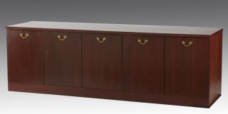 Appraisal: Contemporary mahogany credenza Contemporary mahogany five door credenza with two