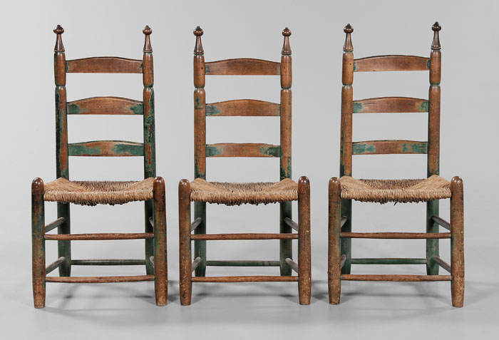 Appraisal: Set of Three Virginia Ladder-Back Chairs attributed to the Johnson