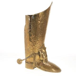 Appraisal: Lombard style brass boot umbrella stand Lombard style brass boot