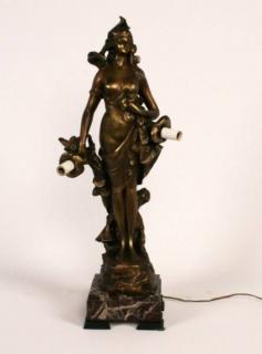 Appraisal: FRENCH ART NOVEAU GILT BRONZE SCULPTURE OF FEMALE FRENCH ART