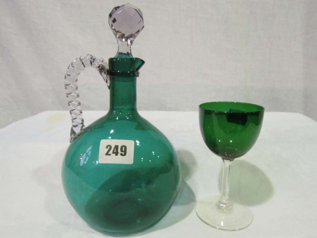 Appraisal: A set of eight Victorian drinking glasses with green glass