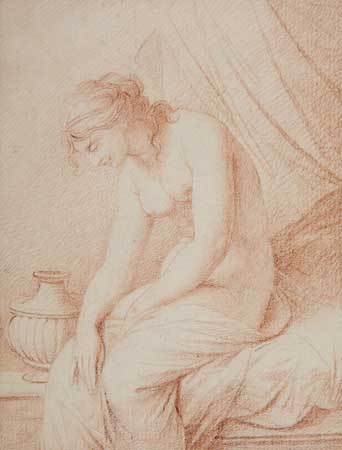 Appraisal: JOHANNES MARIA MONSORNO Austrian - Seated Female Classical Nude Red